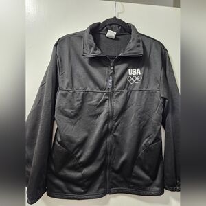 USA Olympics Committee Member Full Zip Black Jacket. Made In The USA. Size M.